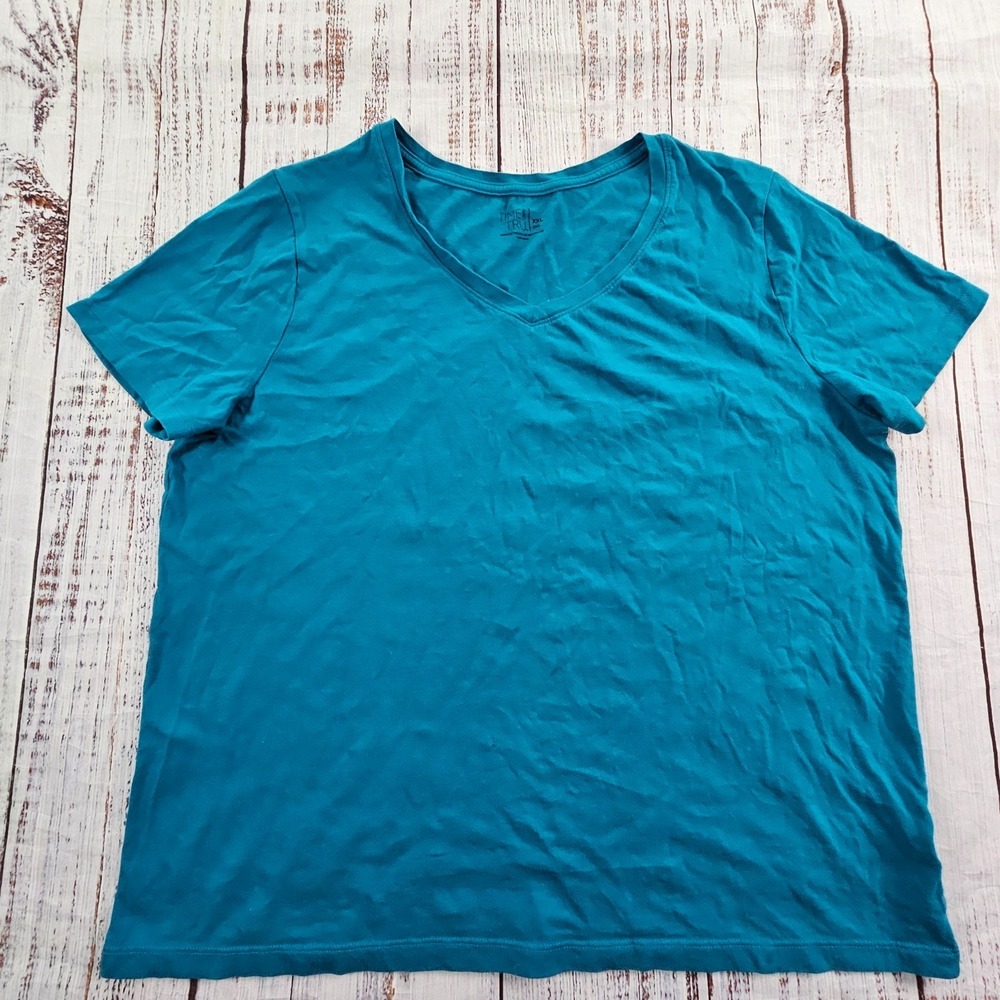 Time and Tru Blue Short Sleeve Cotton T-Shirt Women's XL